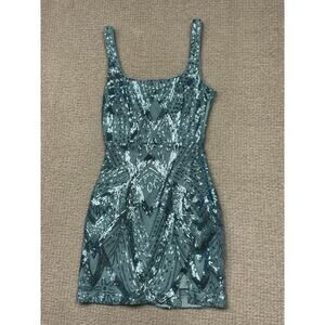 Lulus Light Blue Sequined Sleeveless Formal Dress Size S #68379